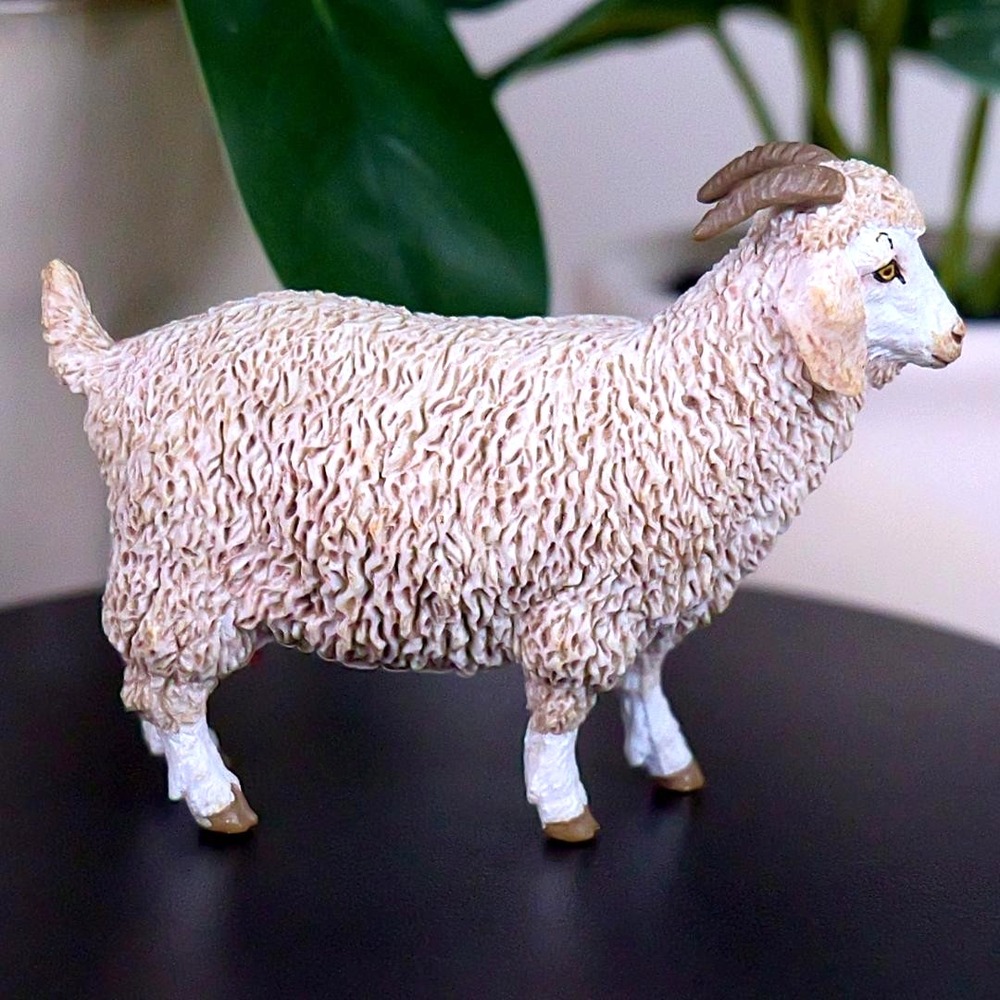 Angora Goat Farm Animal Figurine - Hand Painted Farm Animal Toy Action Figure - Picture 7 of 15